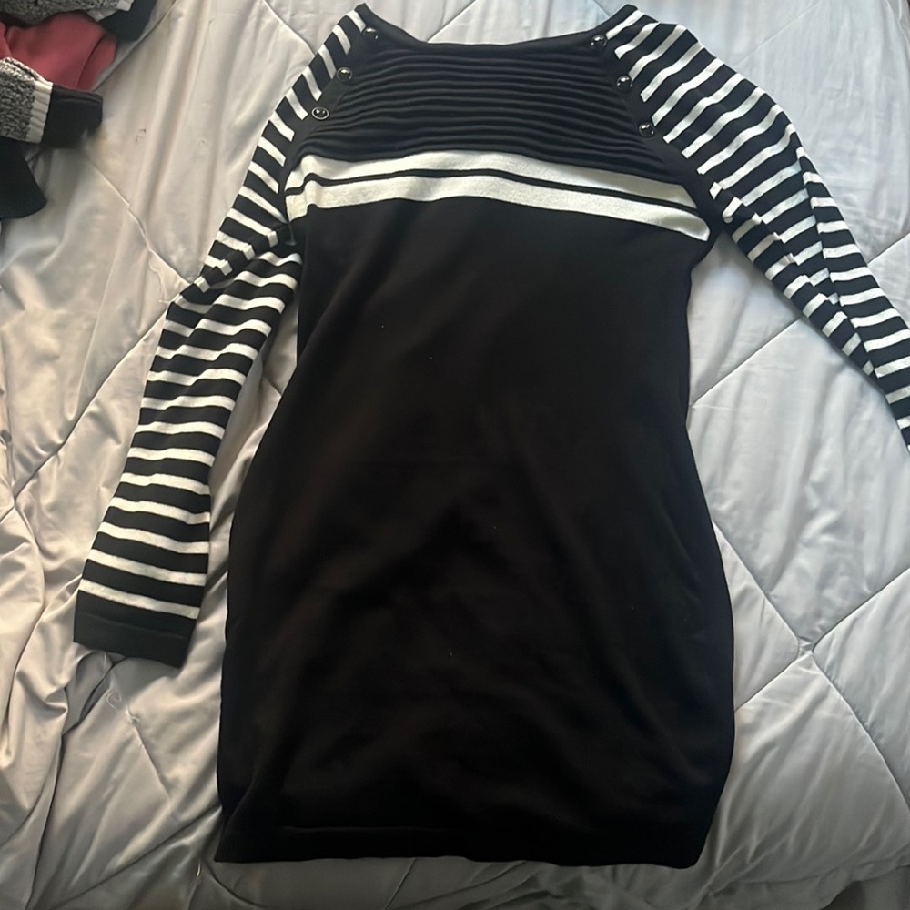 White and Black strip dress